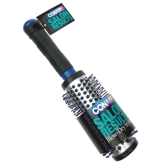 Conair Salon Results Set 2 Hairbrushes Blue Blow Dry Styling Round Rubber Grip - Picture 2 of 2